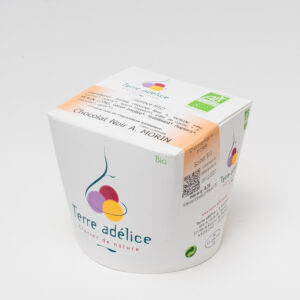 Glaces bio grand pot. Parfum chocolat noir. Terre adélice